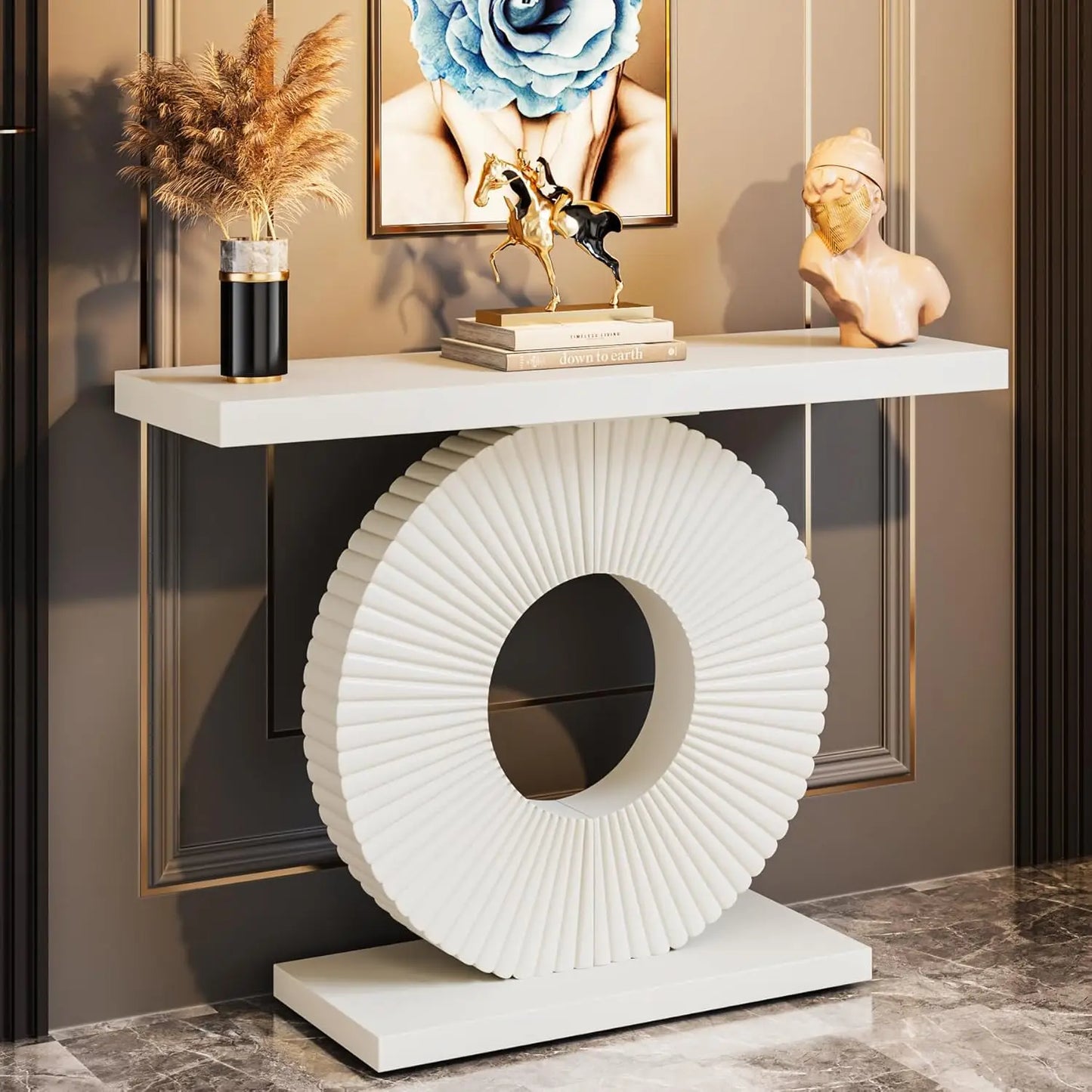 Little Tree Modern Console Table With Geometric Circular Base
