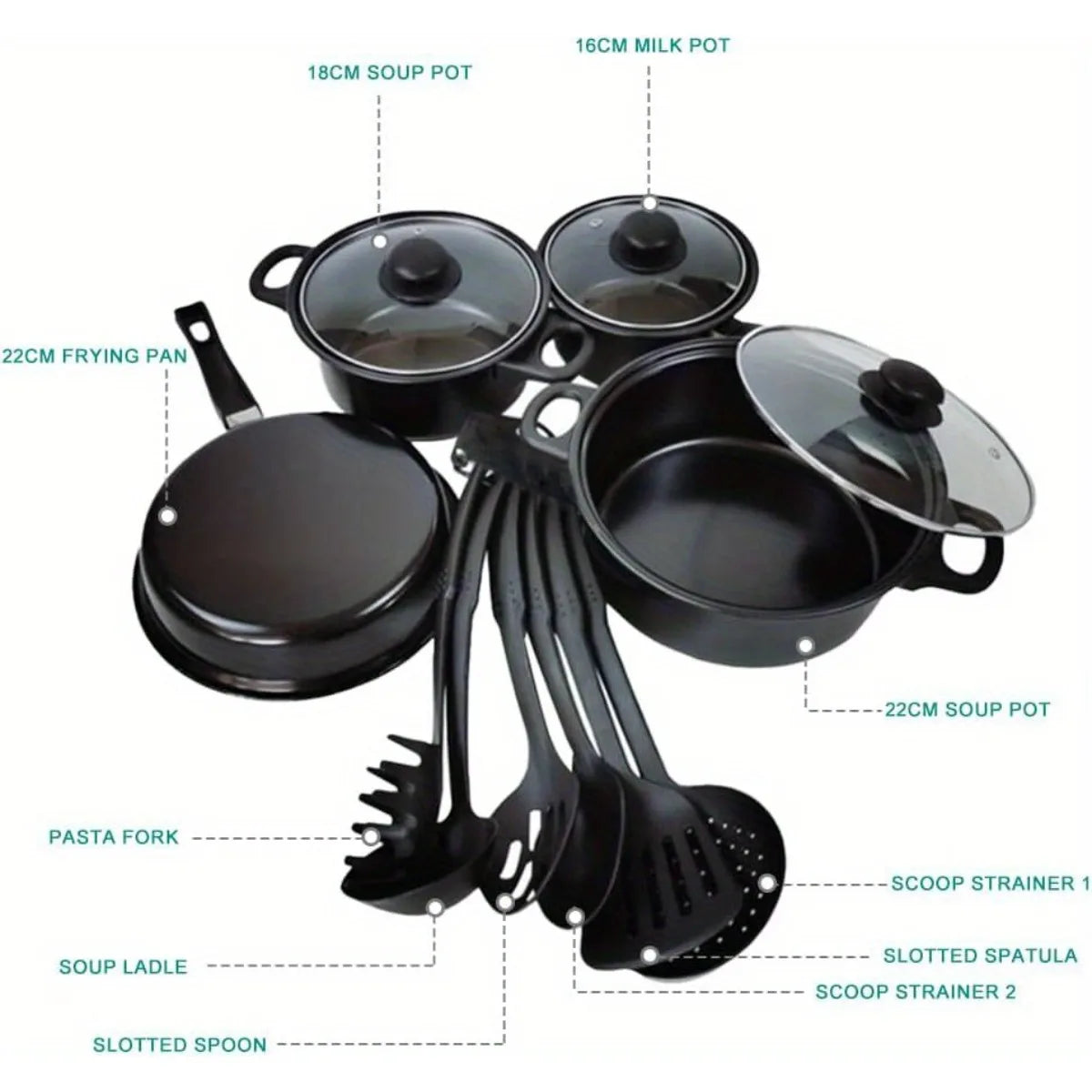 COBASPORT 13 Piece Nonstick Pots And Pans Set Induction Cooktop