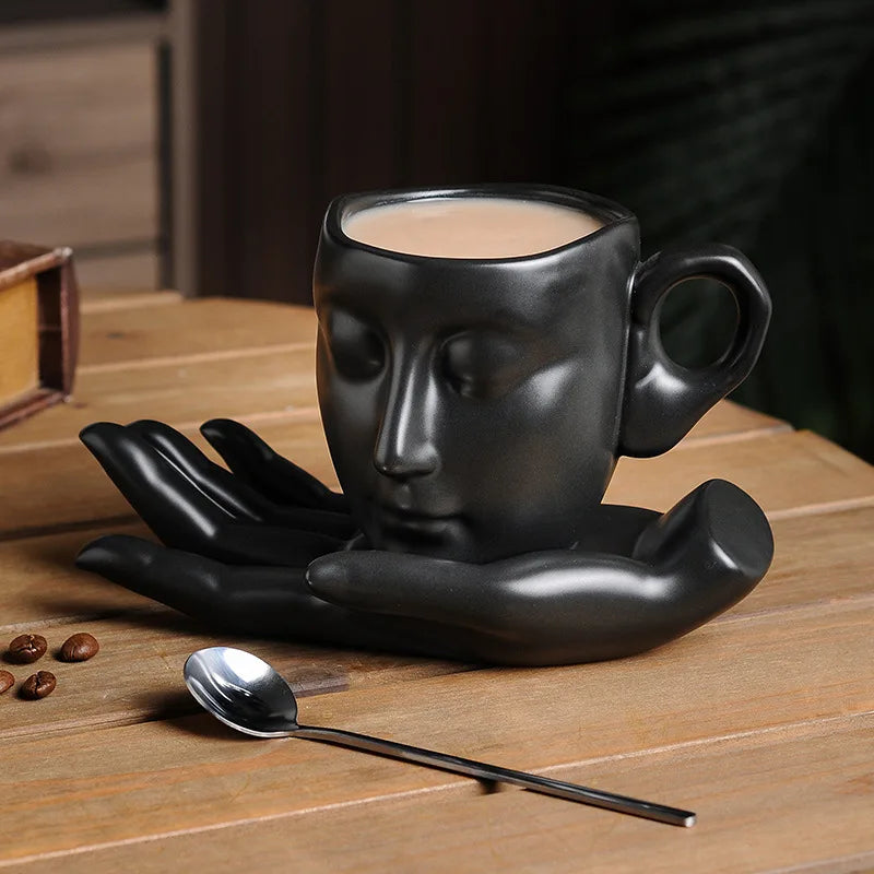 High-Temperature Ceramic Abstract Art Hand Scented Mugs and Saucers