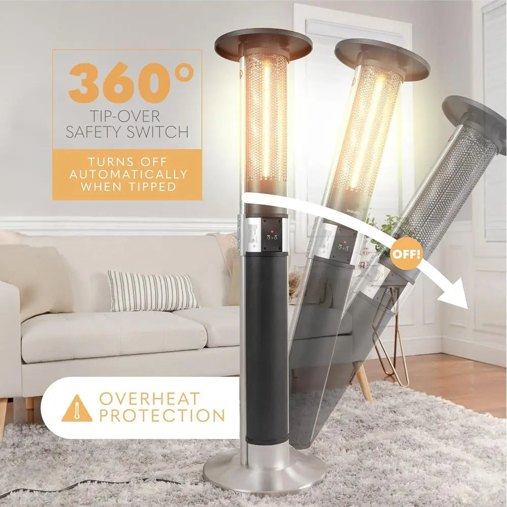 Outdoor Electric Patio Heater 1500W With Remote IP24 Rated