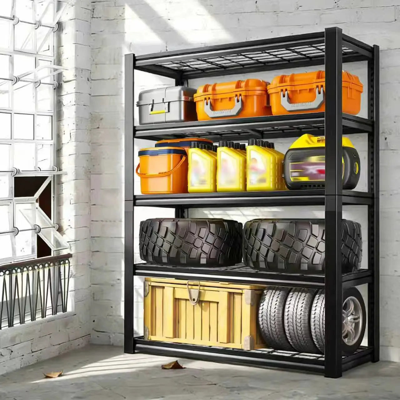 Commercial Grade Adjustable Metal Double Layer Column Shelving Unit