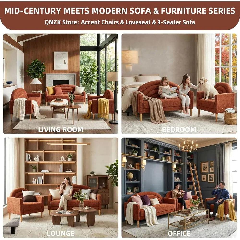 49" Small Loveseat Sofa or Small Spaces,Mid Century Sofa, Linen Upholstered furniture with Wood frame, Mini Couch or Living Room/Bedro