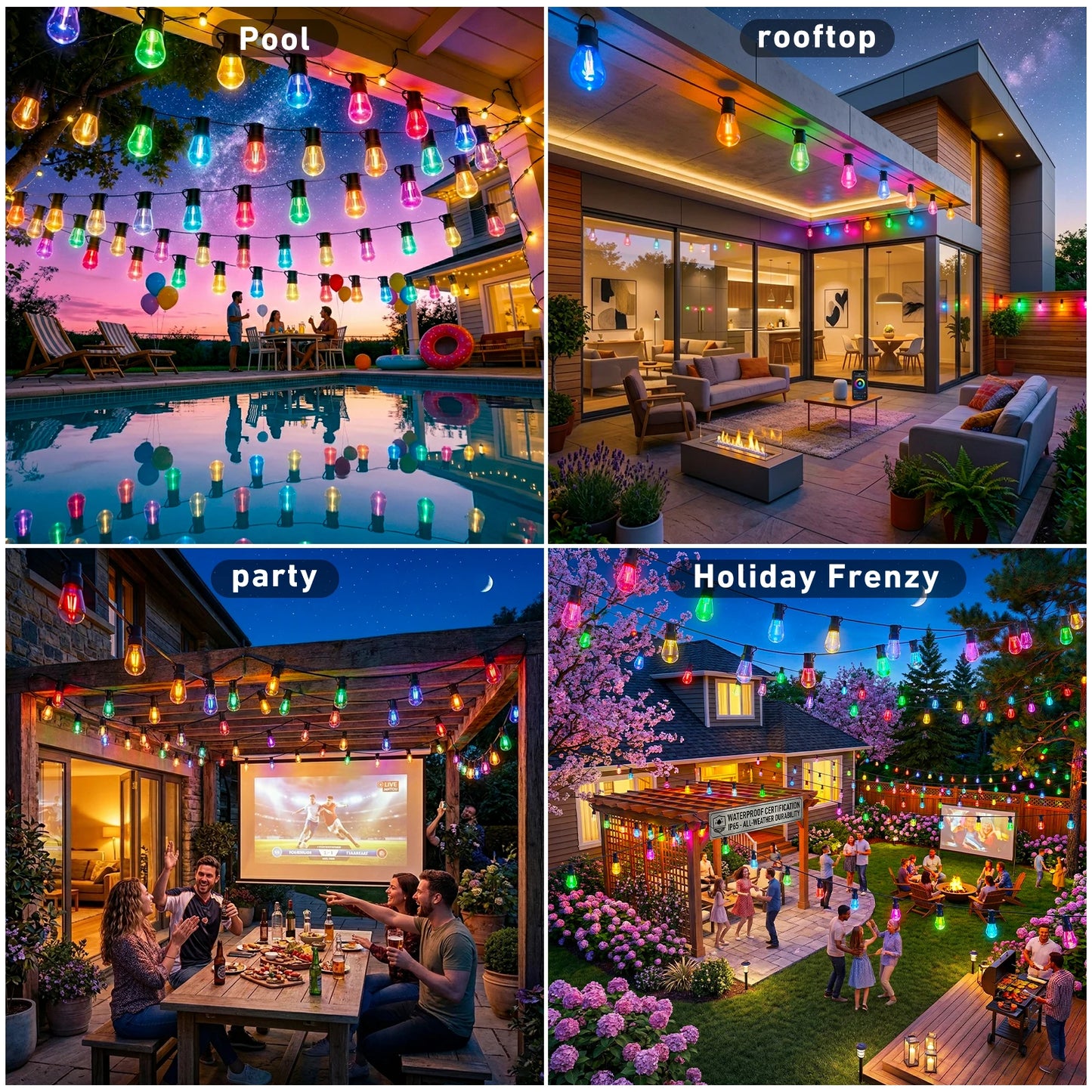 Outdoor IP67 Dimmable LED Shatterproof String Lights With IC