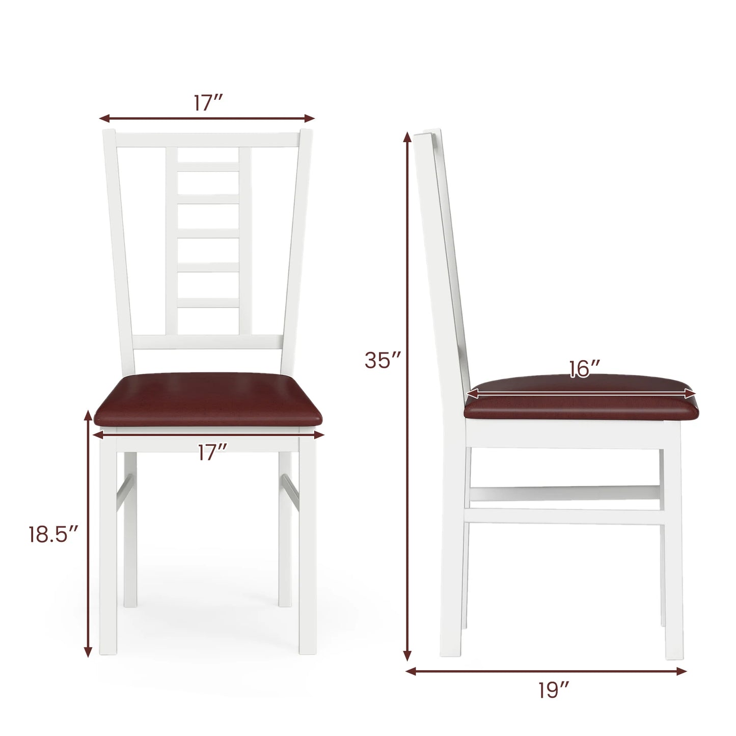 HOMASIS Wood Dining Chairs Set of 2 Slatted Backrests
