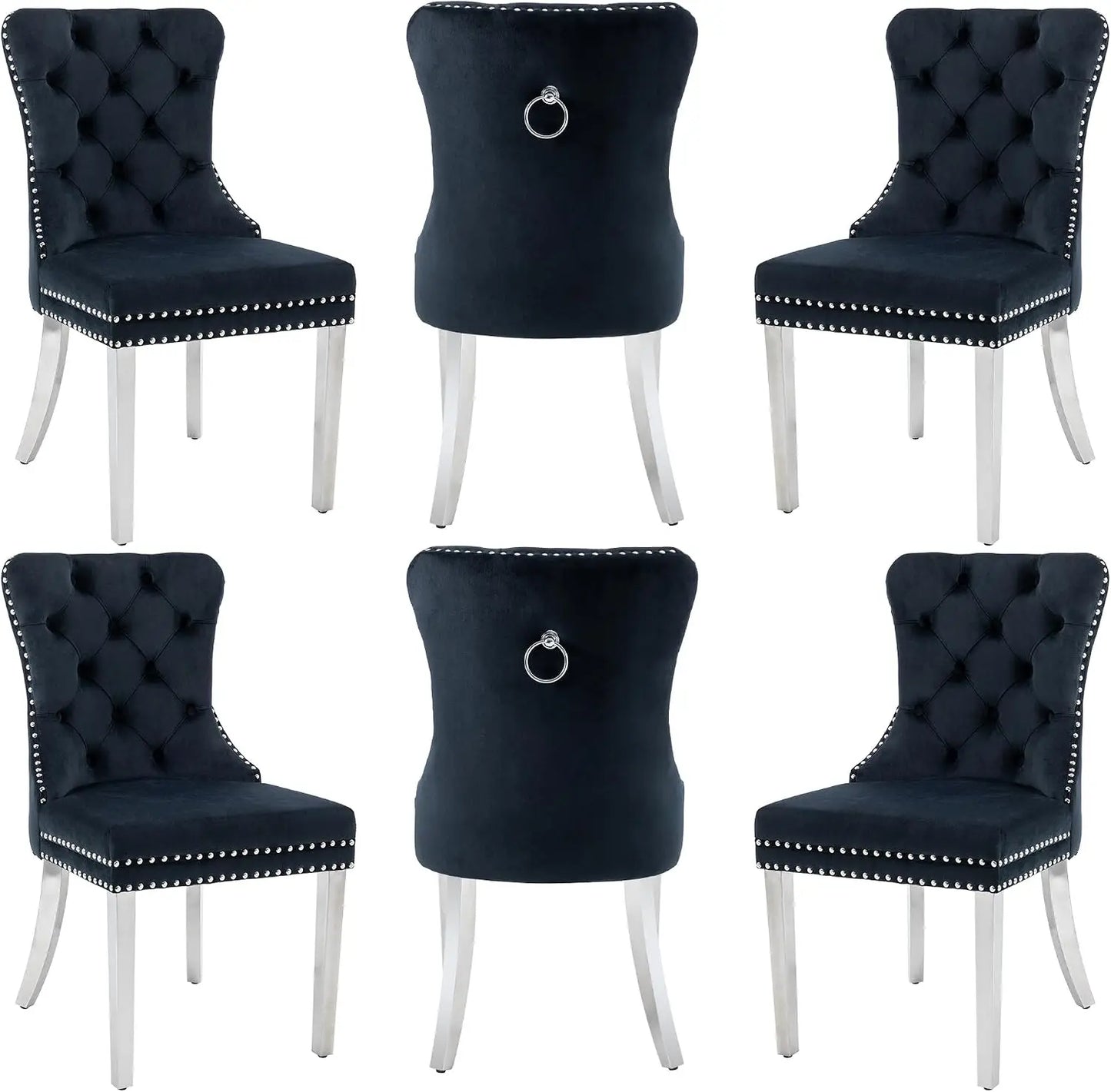 MOYU Velvet Dining Chairs Nikki Collection with Stainless Steel Legs