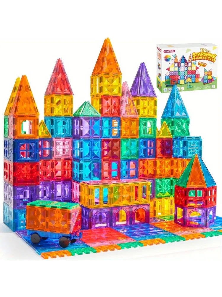 Joyfy Magnetic Building Tiles 3D Set With Vehicle Blocks For Kids