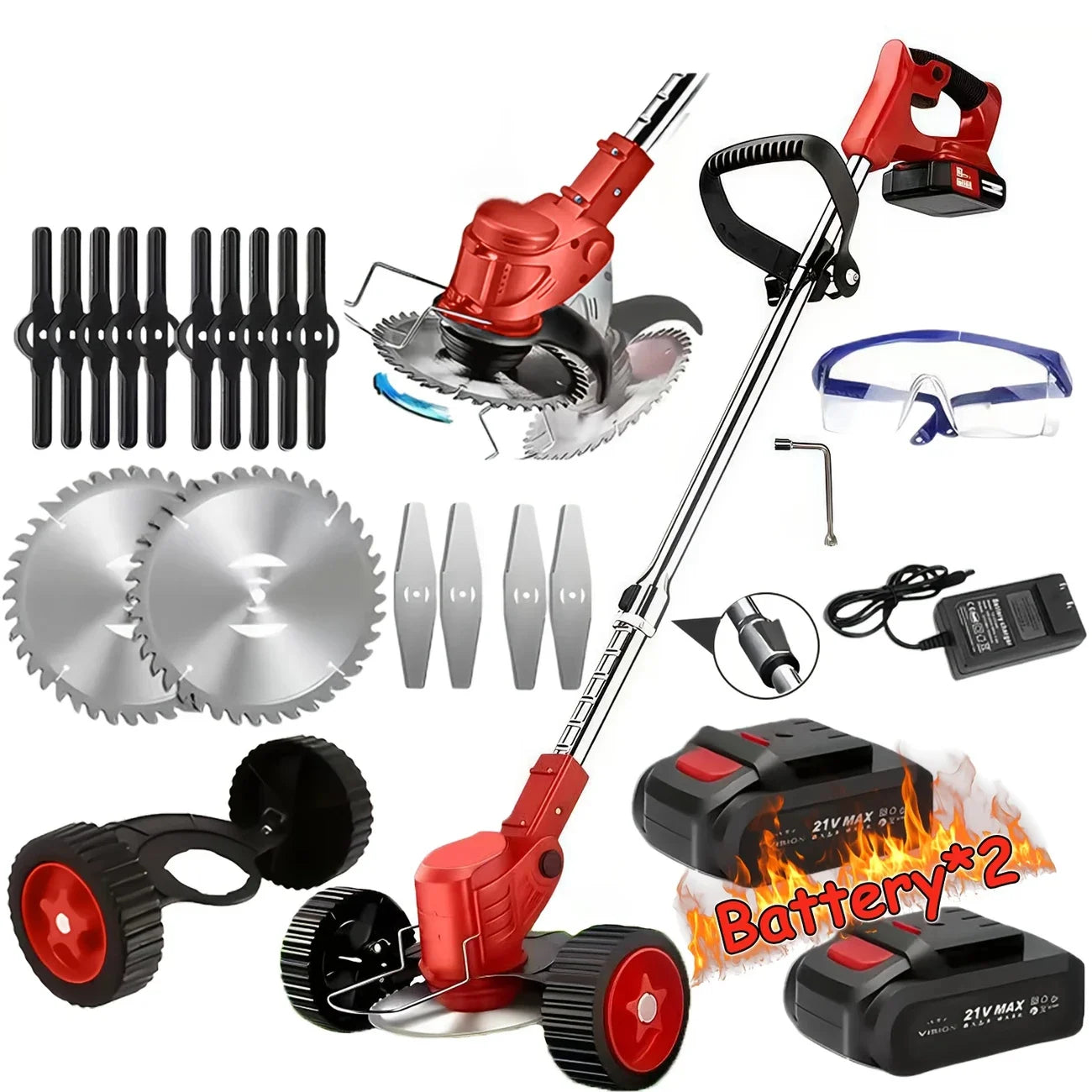 Cordless Lawn Trimmer Edger Brush Cutter For Garden And Yard