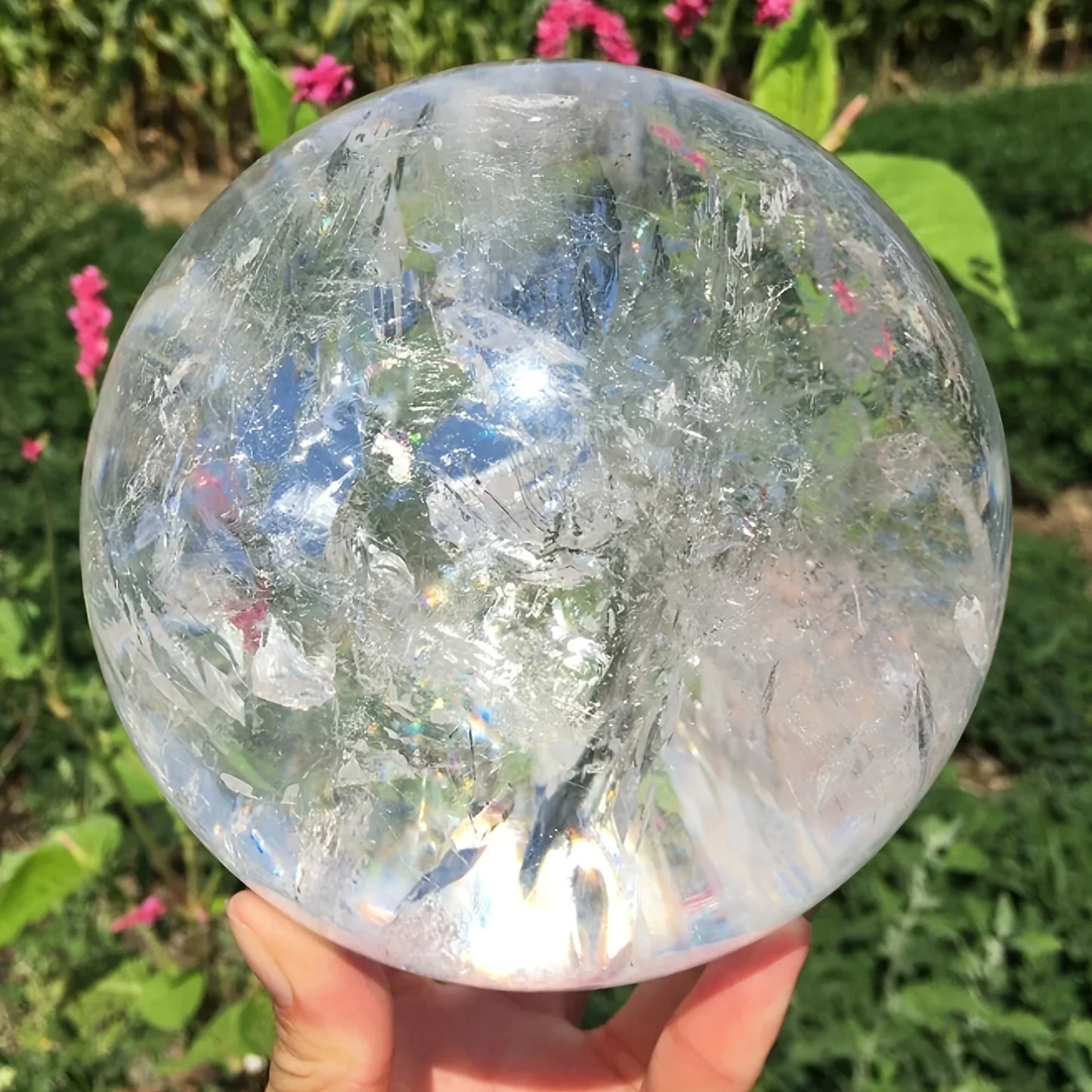 CrystalHola Large Clear Quartz Crystal Sphere Polished Ball Home Decor