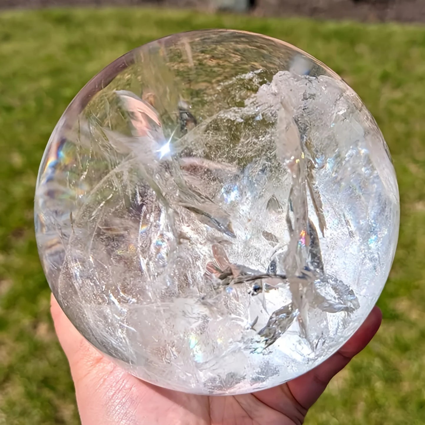 CrystalHola Large Clear Quartz Crystal Sphere Polished Ball Home Decor