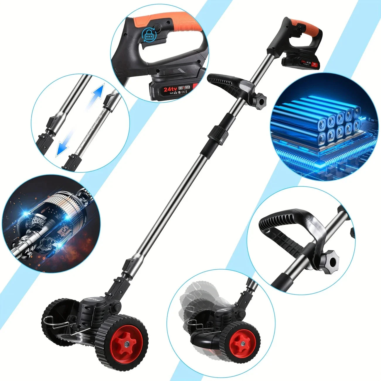 Cordless Lawn Trimmer Edger Brush Cutter For Garden And Yard