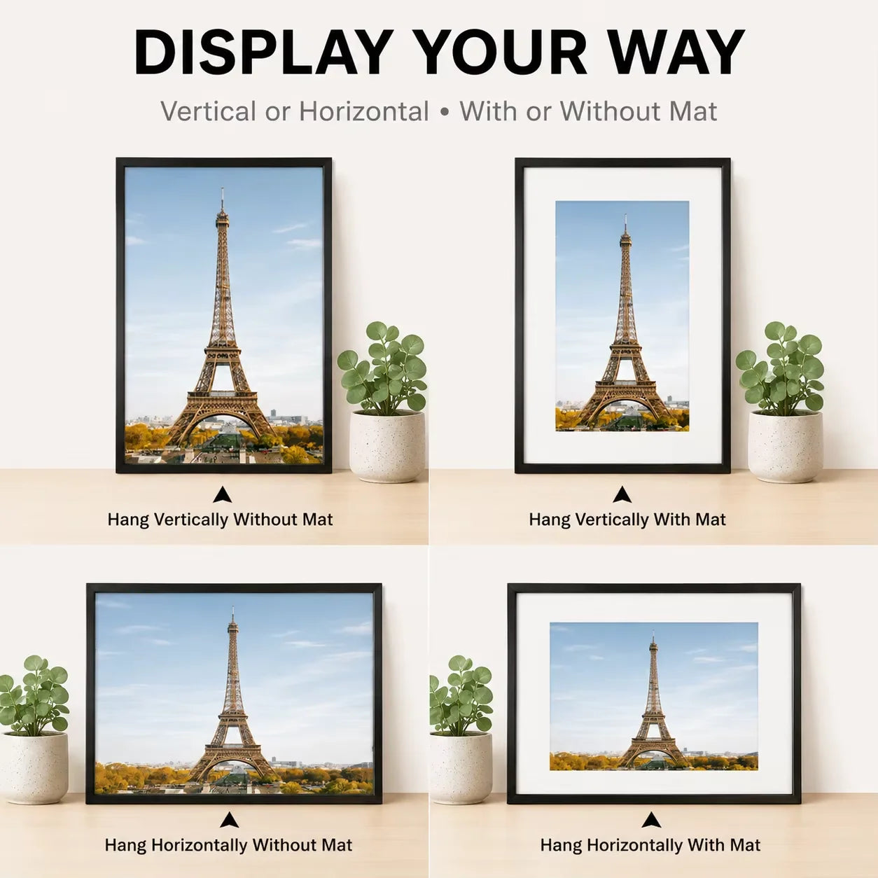 Aluminum Picture Frames Set Three Pack With Mat Wall Art