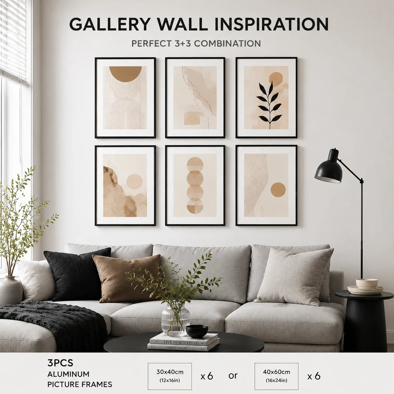 Aluminum Picture Frames Set Three Pack With Mat Wall Art