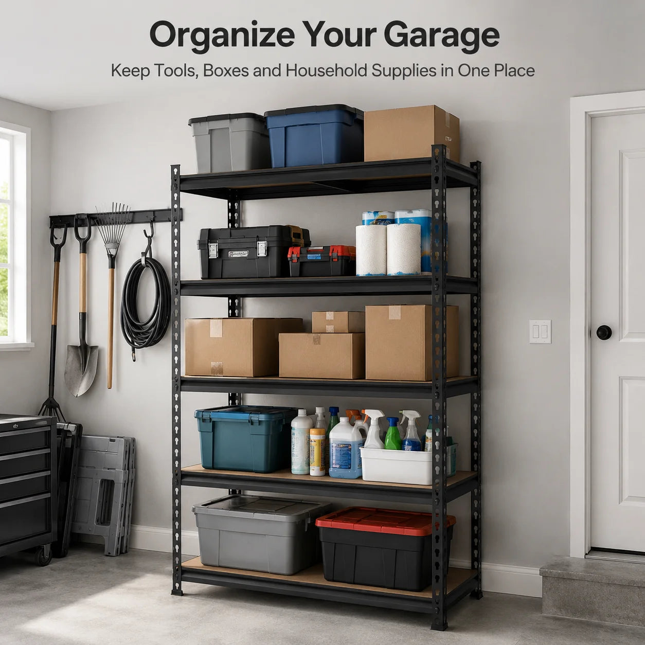 Heavy Duty Metal Storage Rack 5 Tier Adjustable Shelving Unit