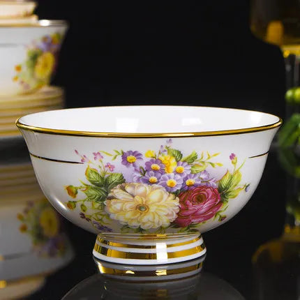 GuMiGD Jingdezhen Bone China Tableware Set Dishes Plates Bowls Spoons