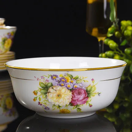 GuMiGD Jingdezhen Bone China Tableware Set Dishes Plates Bowls Spoons