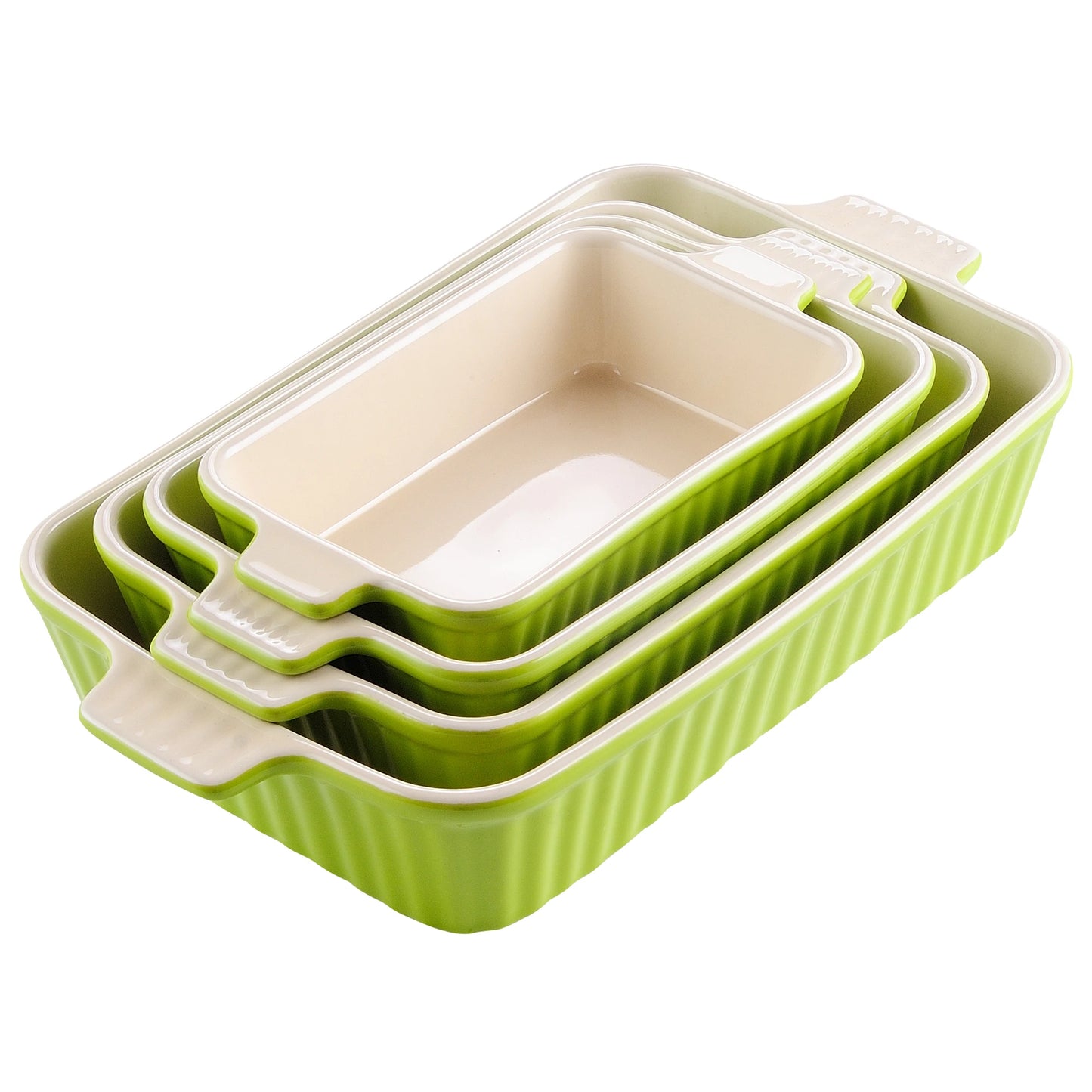 MALACASA 4 Piece Ceramic Bakeware Set With Handles For Lasagna
