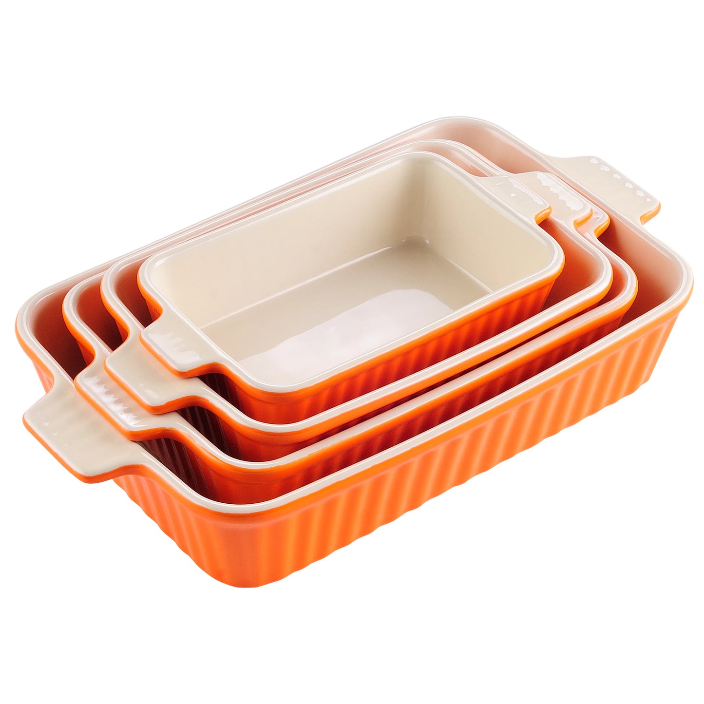 MALACASA 4 Piece Ceramic Bakeware Set With Handles For Lasagna
