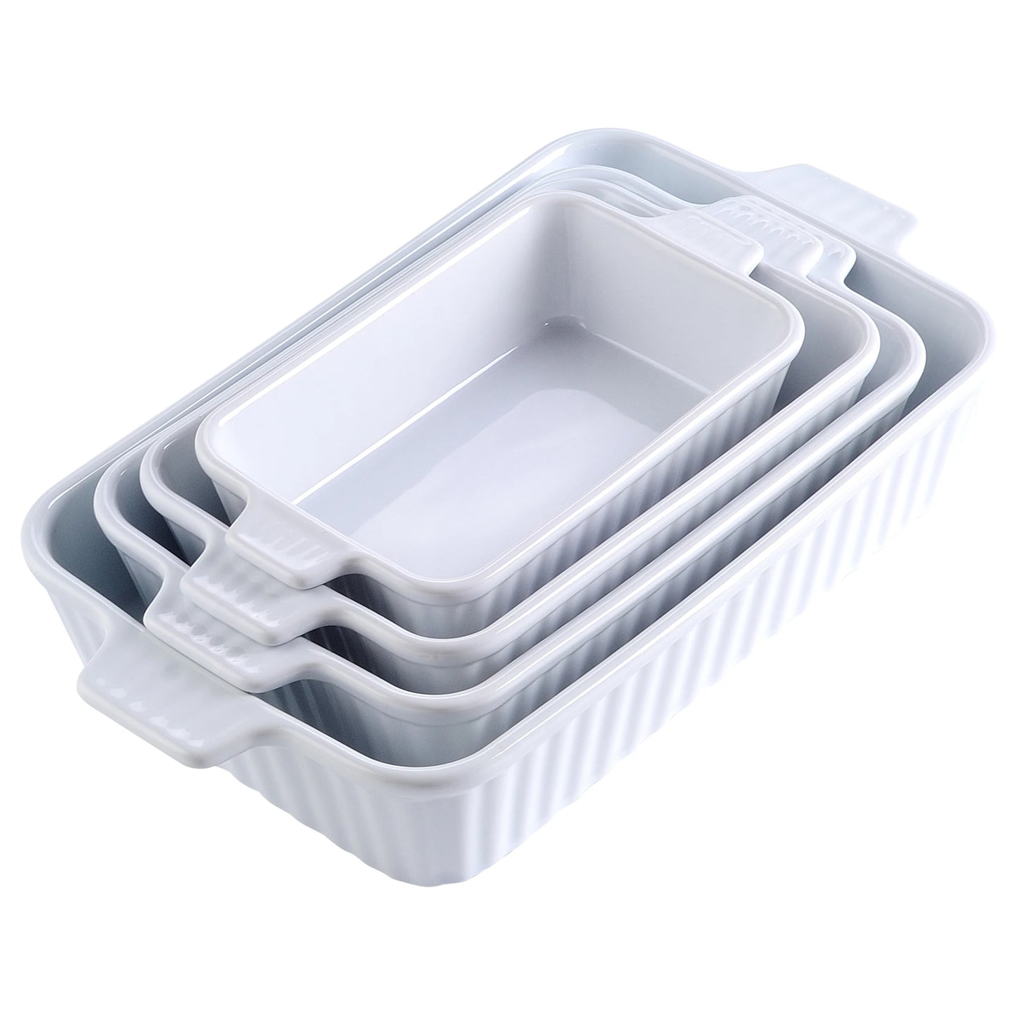 MALACASA 4 Piece Ceramic Bakeware Set With Handles For Lasagna