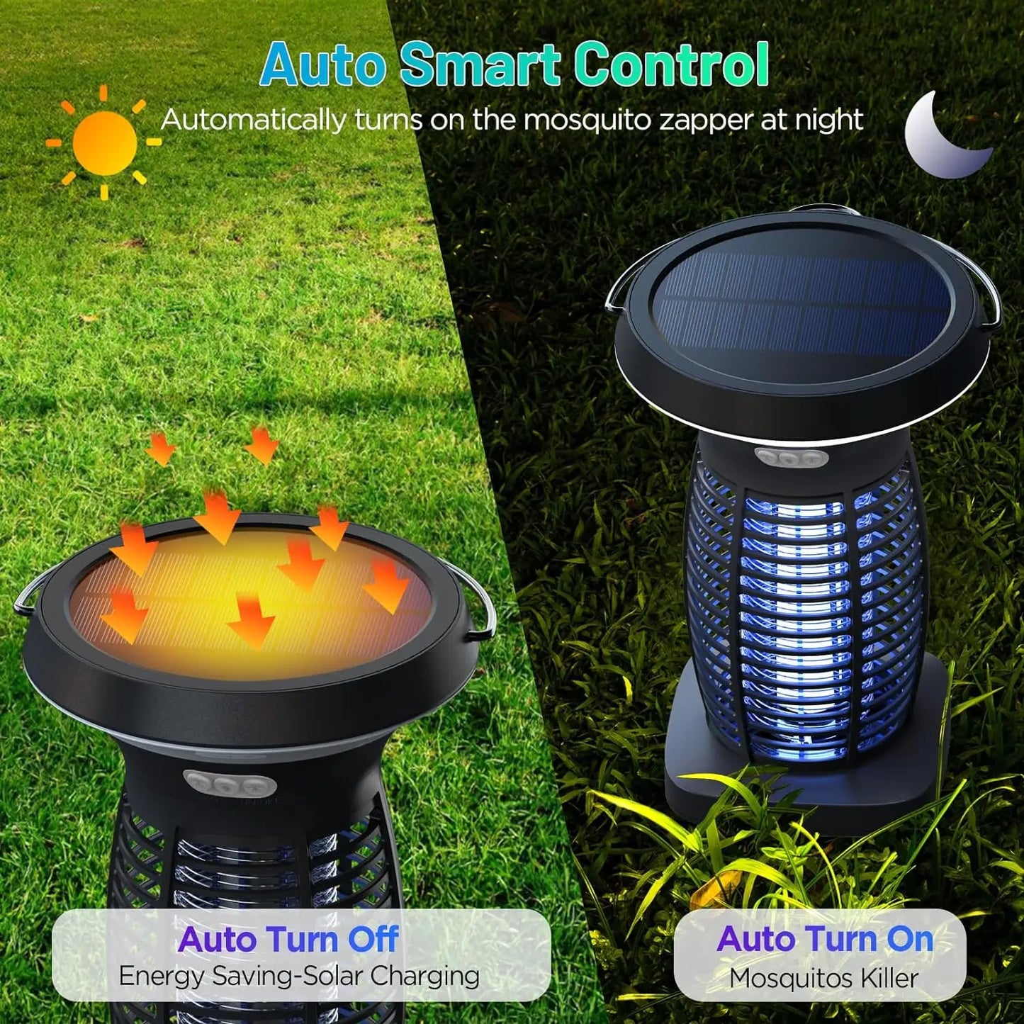 Solar Bug Zapper Outdoor Waterproof Mosquito Killer Portable And Rechargeable LED