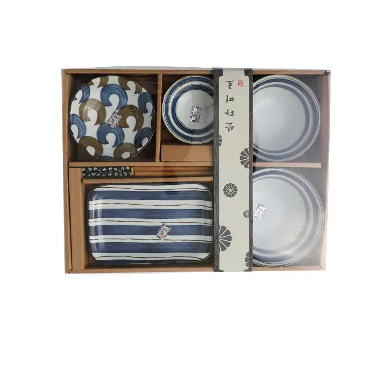 Japanese Retro Ceramic Dinnerware Set With Plates And Bowls