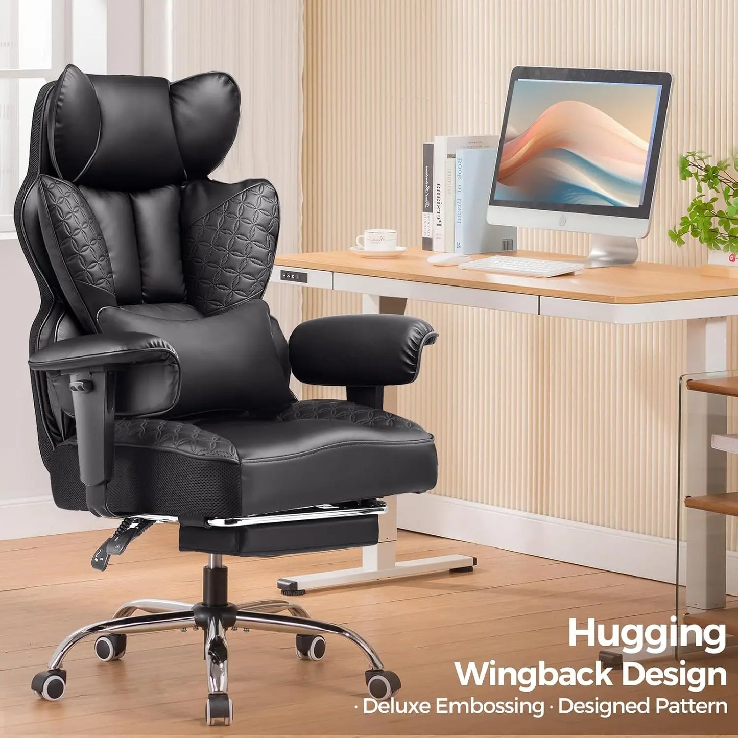 Ergonomic Gaming Chair With Footrest And Adjustable Armrests