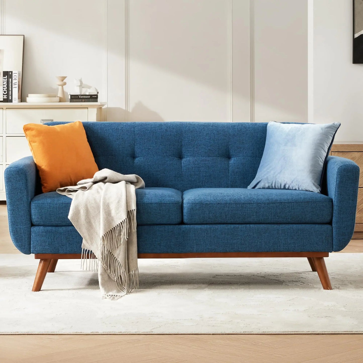Loveseat Sofa Mid Century Modern Button Tufted Upholstered Customized