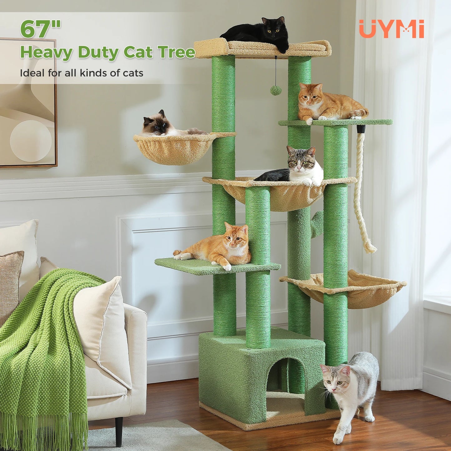 PEQULTI CN Multi Level Cat Tree With Scratching Posts And Cozy Condo