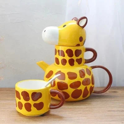 Japanese Style Cute Duck Mom Zai Zai Porcelain Tableware Tea Pot Cup Set