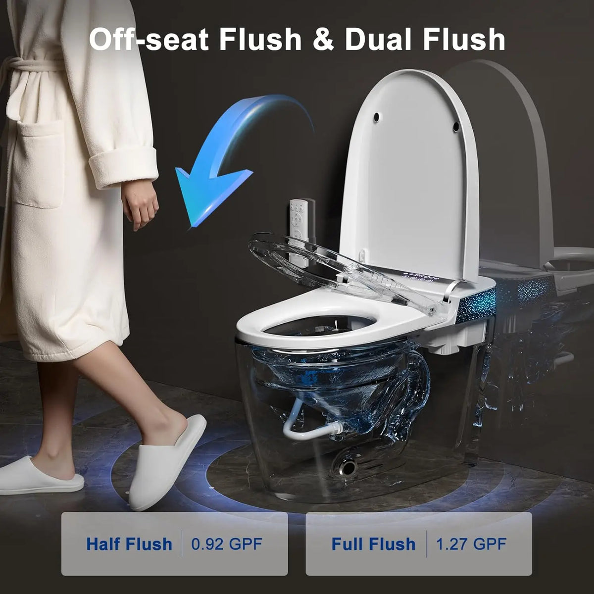 Modern Tankless Bidet Toilet With Automatic Opening Seat Lid