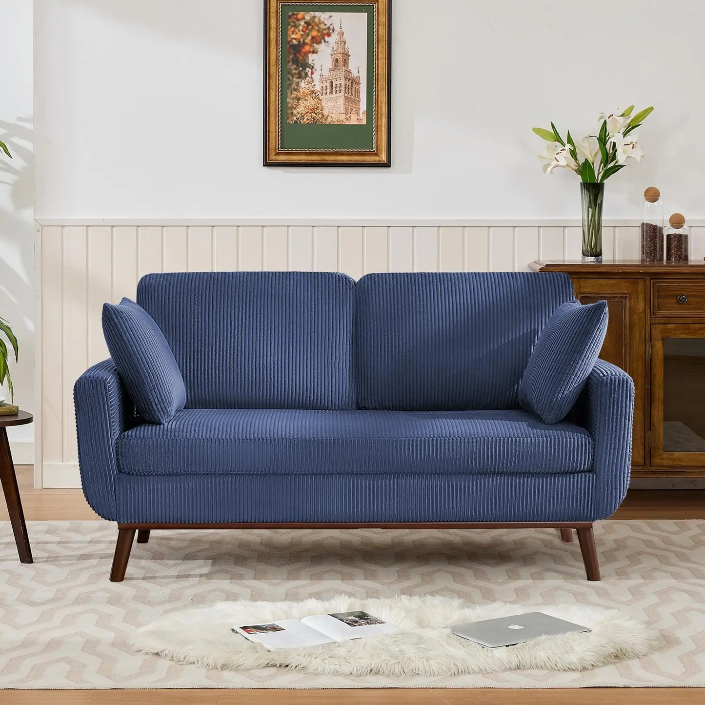 Loveseat Sofa Mid Century Modern Button Tufted Upholstered Customized