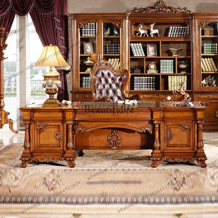 56American all solid wood desk home European office boss table