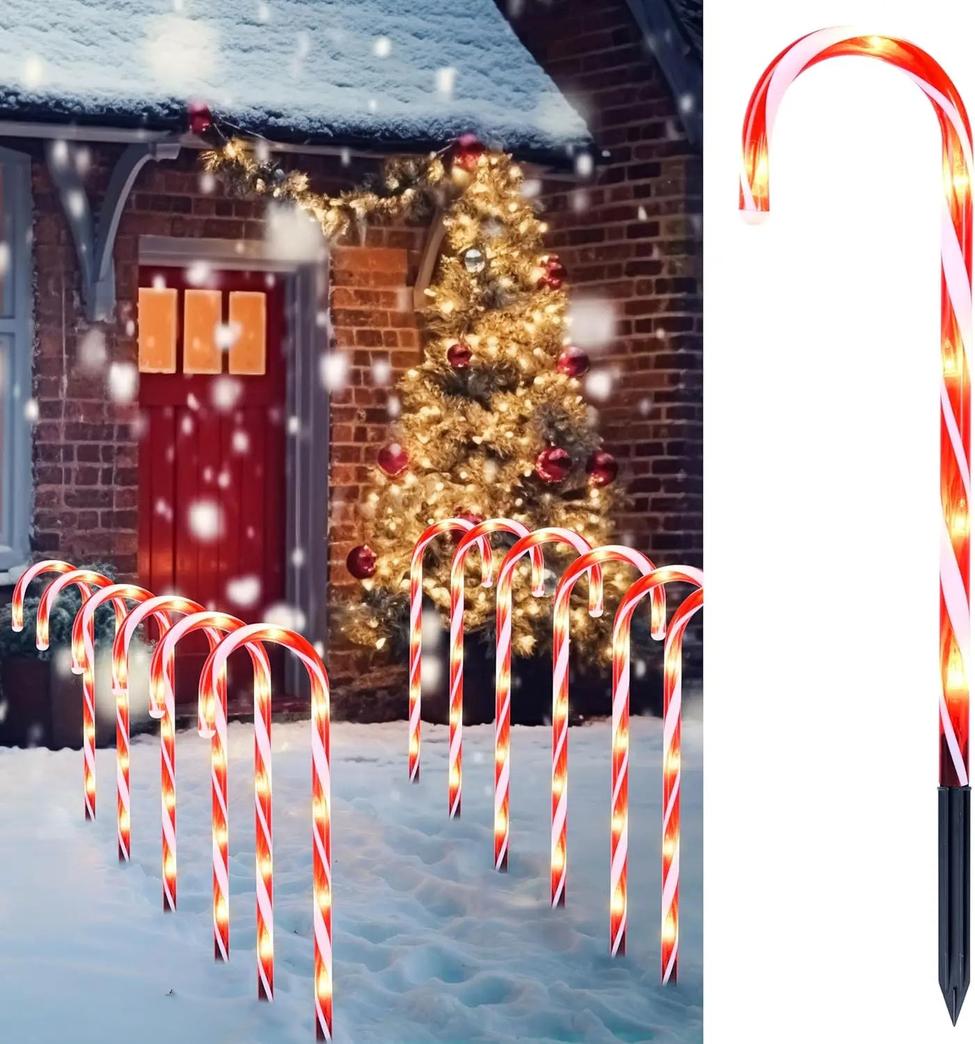 Joyfy Christmas Candy Cane Pathway Lights Set Of 12