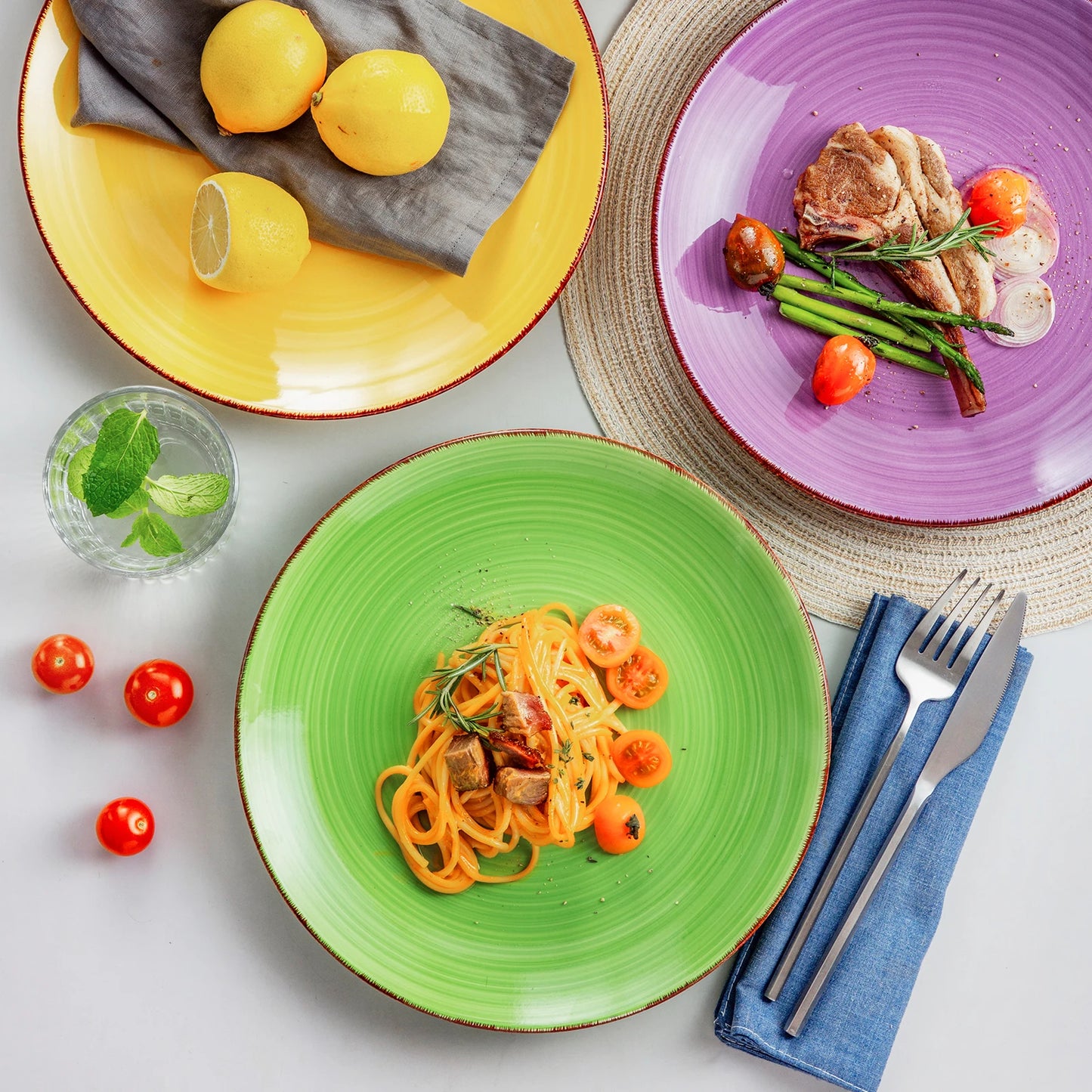 MALACASA Ceramic Dinner Plate Set Handpainted Rustic