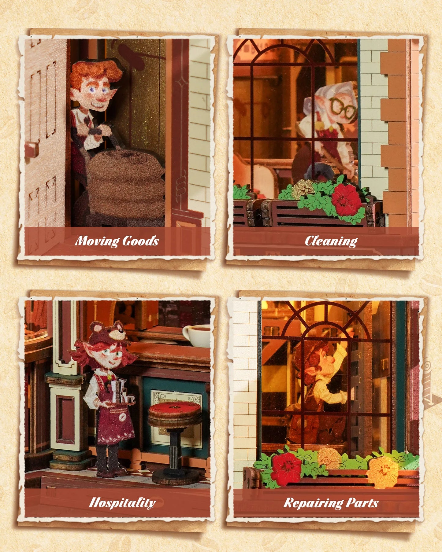 ROKR Dream Coffee Factory 3D Puzzle Music Box LED Kit