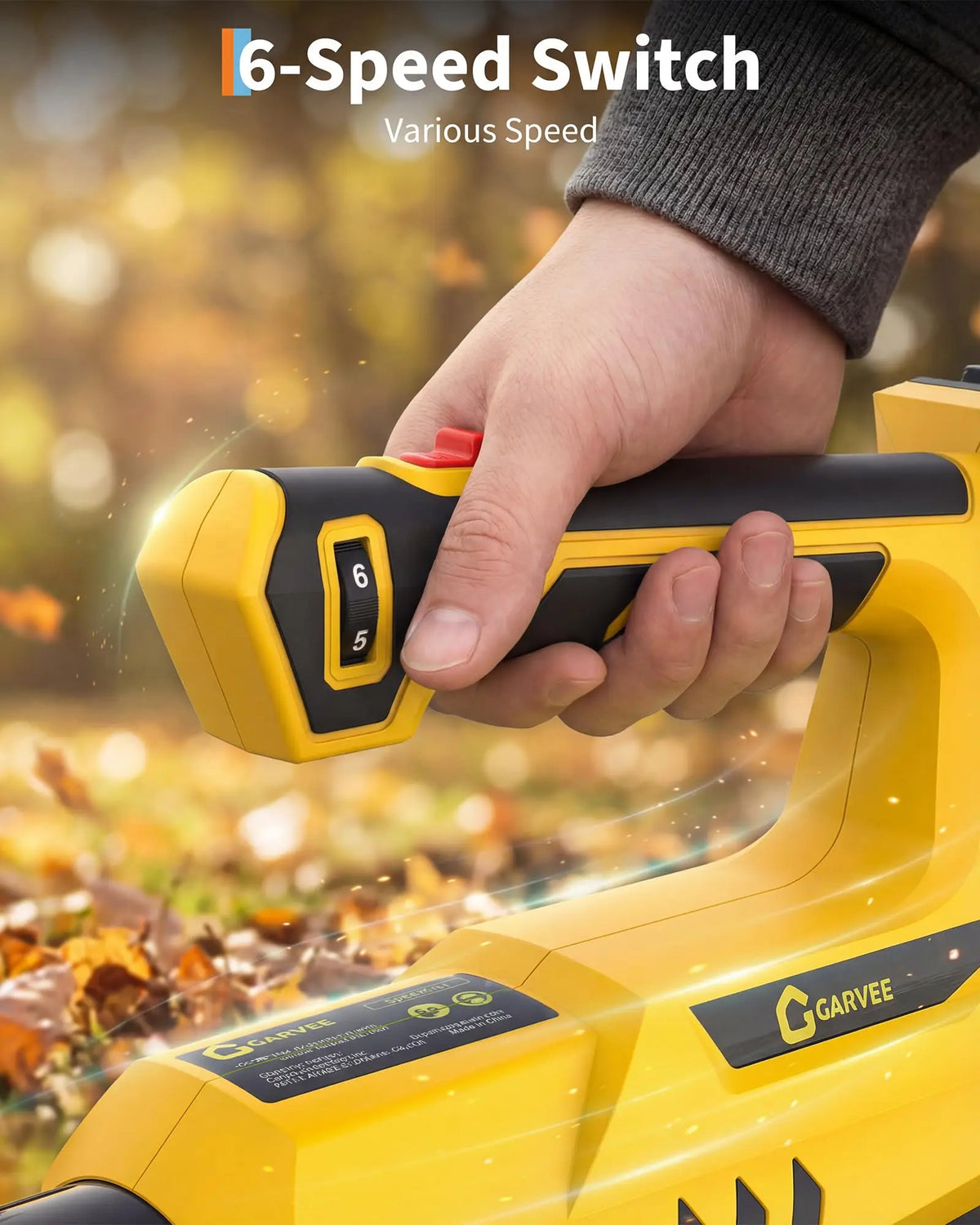 20V Cordless Leaf Blower, 550 CFM 130 MPH Brushless Motor, 6 Variable Speed, 2×2.0Ah Batteries & Fast Charger, 6.99Lbs Lightweight Quiet Electric Blower for Lawn Patio Yard, Yellow