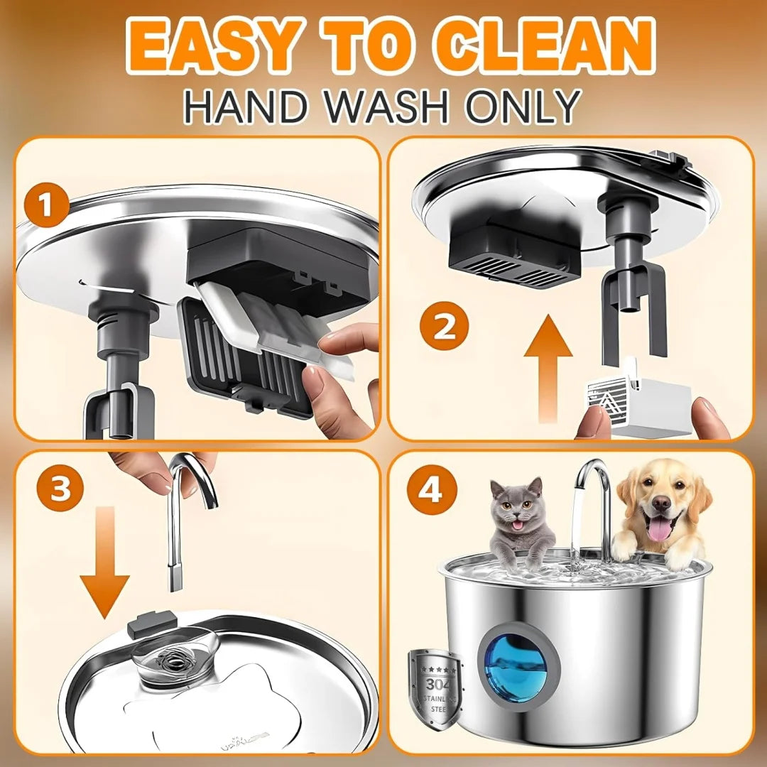 JLVDXN Automatic Cat Water Fountain Stainless Steel With Filter