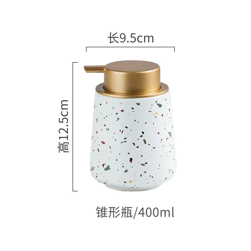 Ceramic Terrazzo Pattern Soap Dispenser For Bathroom Counter Use