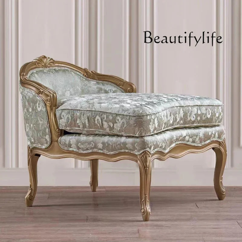 French Style Solid Wood Carved Recliner Single Sofa Chair