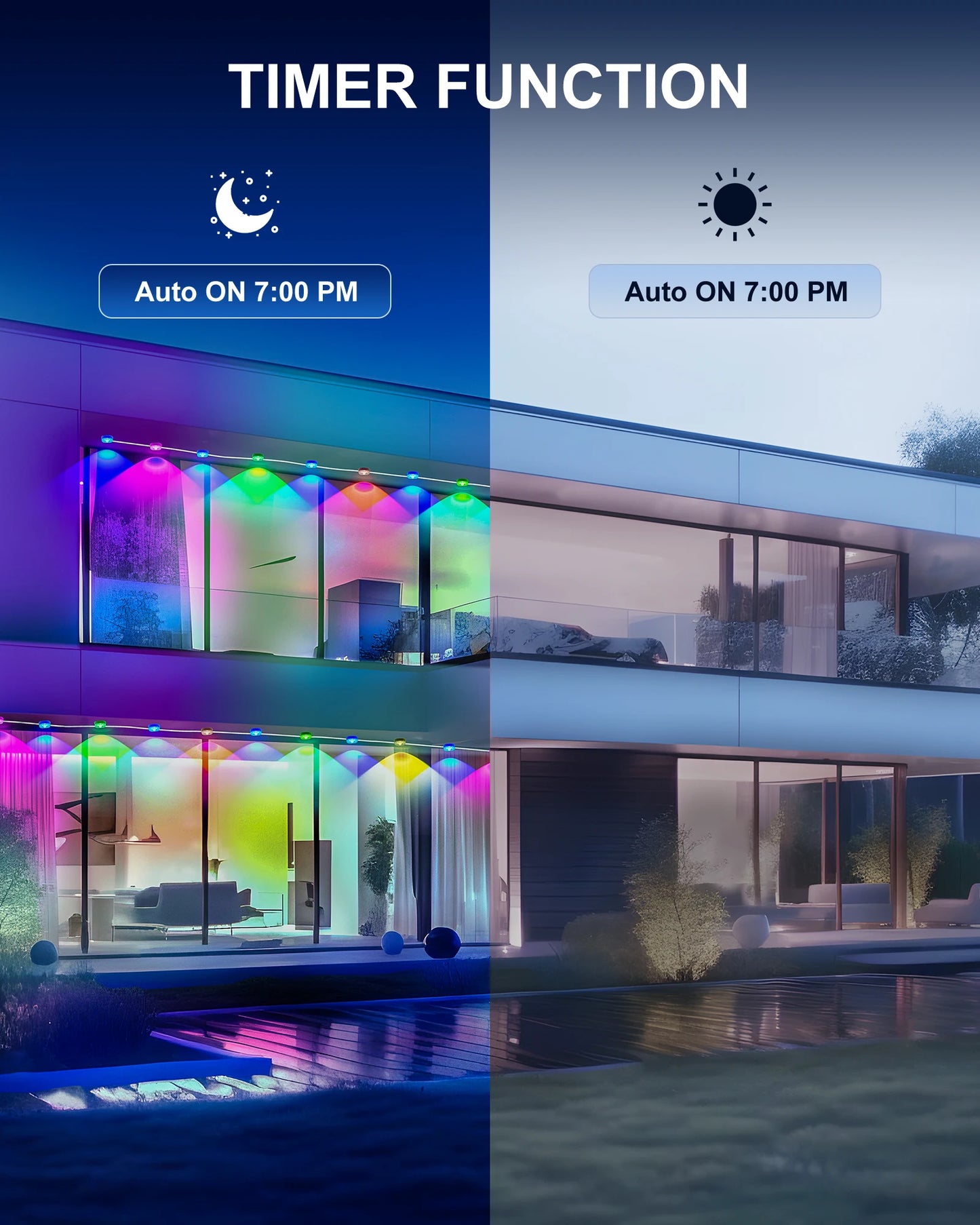 Aiopp RGBIC Permanent Outdoor Lights IP67 Waterproof 100 Scene Modes