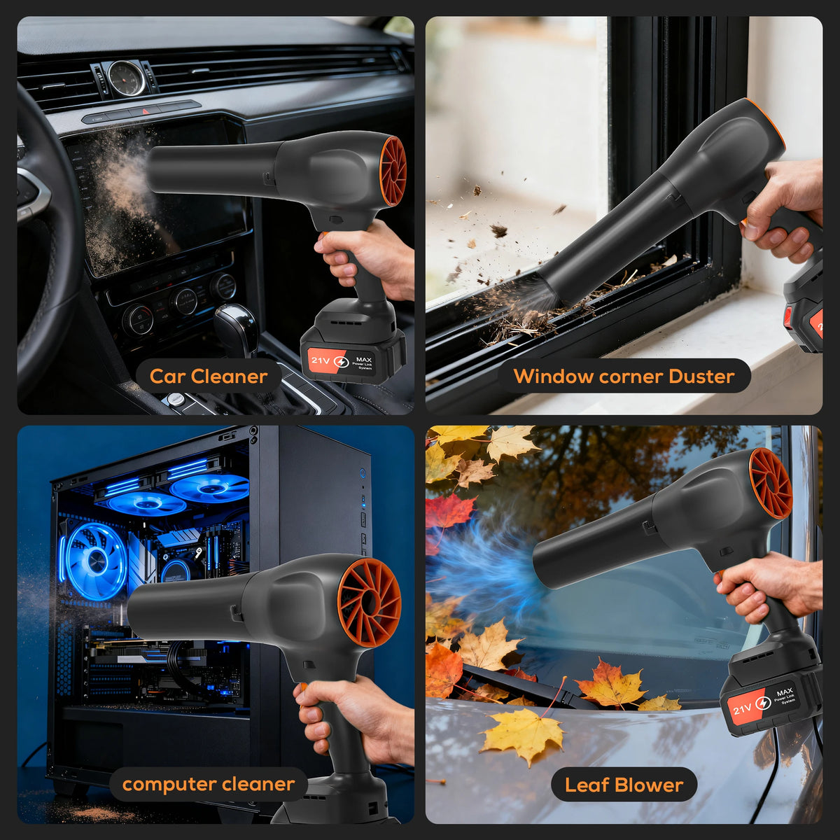 Cordless Leaf Blower, Portable Handheld Dust Cleaner,6 Speed Mode with Batteries, Snow Blower for Lawn, Garage,Patio