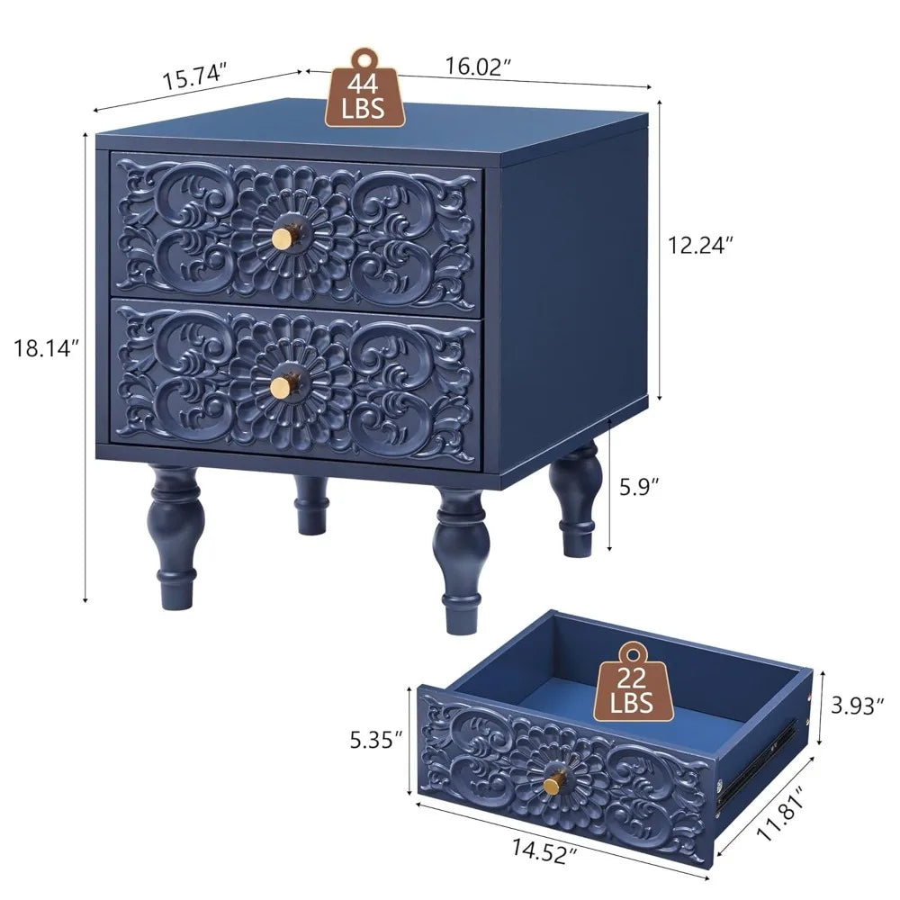 XIAOLANG Nightstand Farmhouse Bedside Table With Two Drawers
