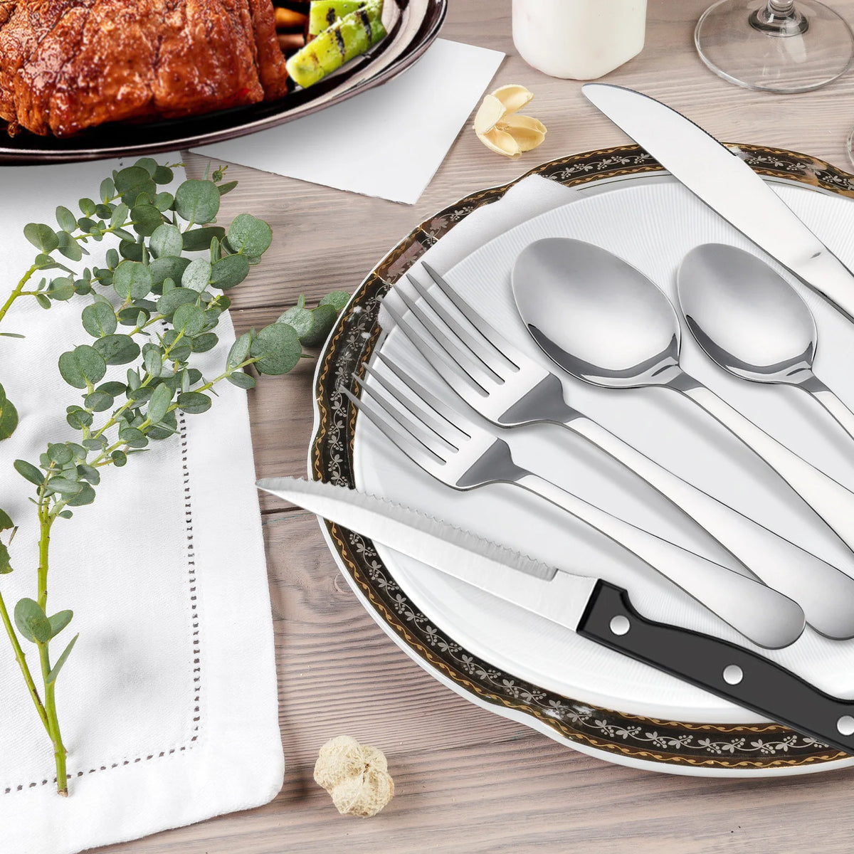 HanSMART Stainless Steel Flatware Set Mirror Polished Cutlery