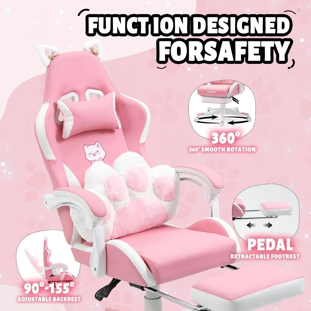XIAOLANG Cat Ears Gaming Chair Ergonomic PU Leather