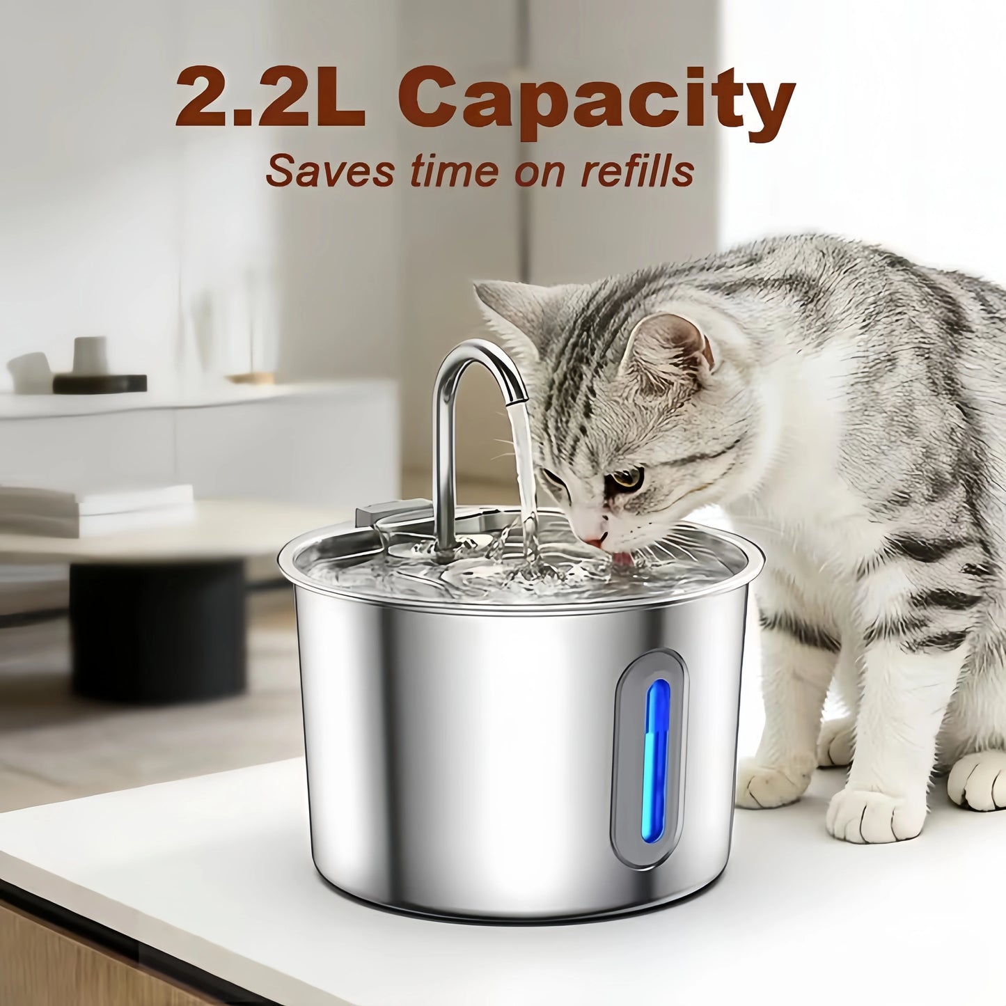 JLVDXN Automatic Cat Water Fountain Stainless Steel With Filter