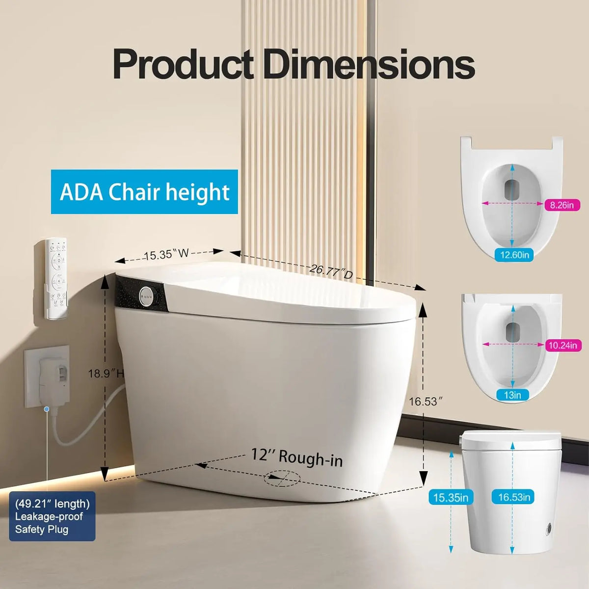 Modern Tankless Bidet Toilet With Automatic Opening Seat Lid