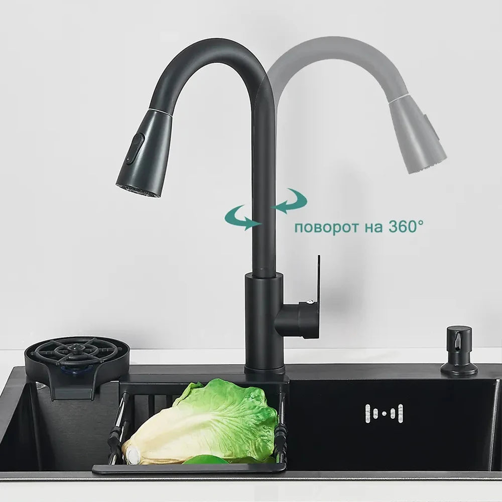 Stainless Steel Undermount Kitchen Sink With Integrated Faucet Drain Basket