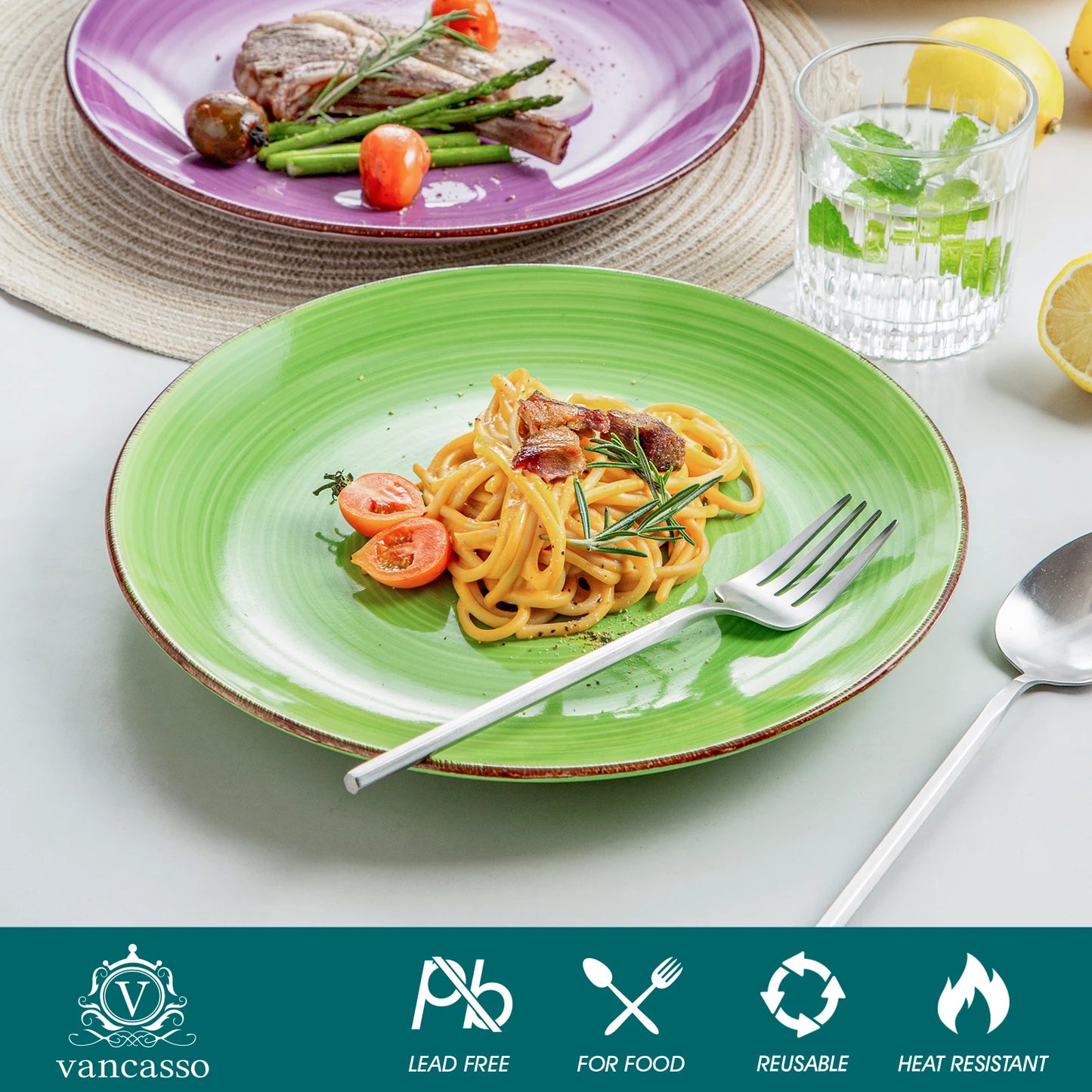 Malacasa Hand Painted Rustic Look Ceramic Dinner Plate Set