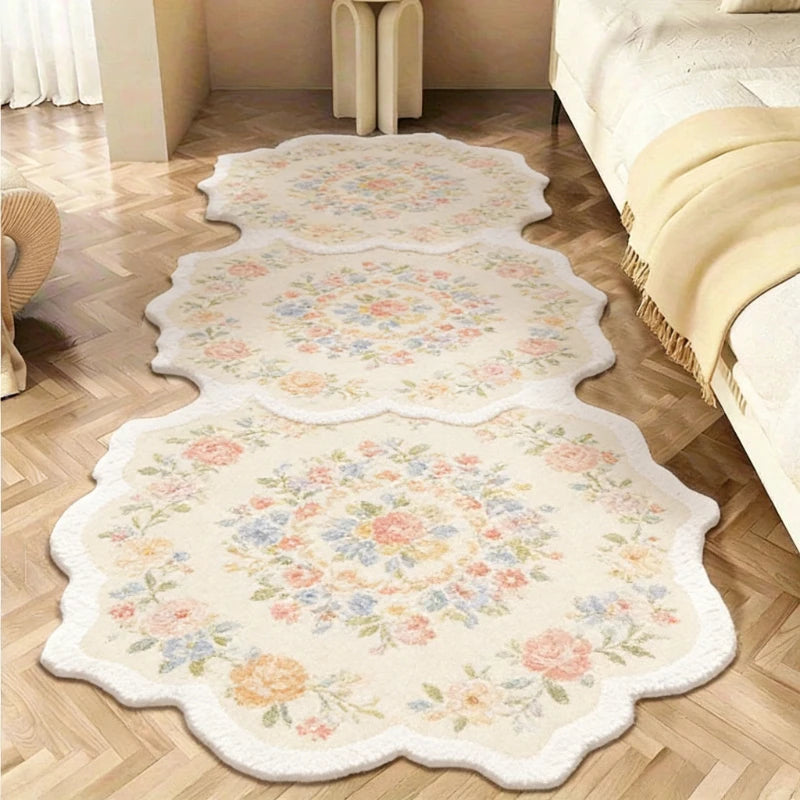 Floral Irregular Plush Rug For Bedroom Living Room Floor Mat