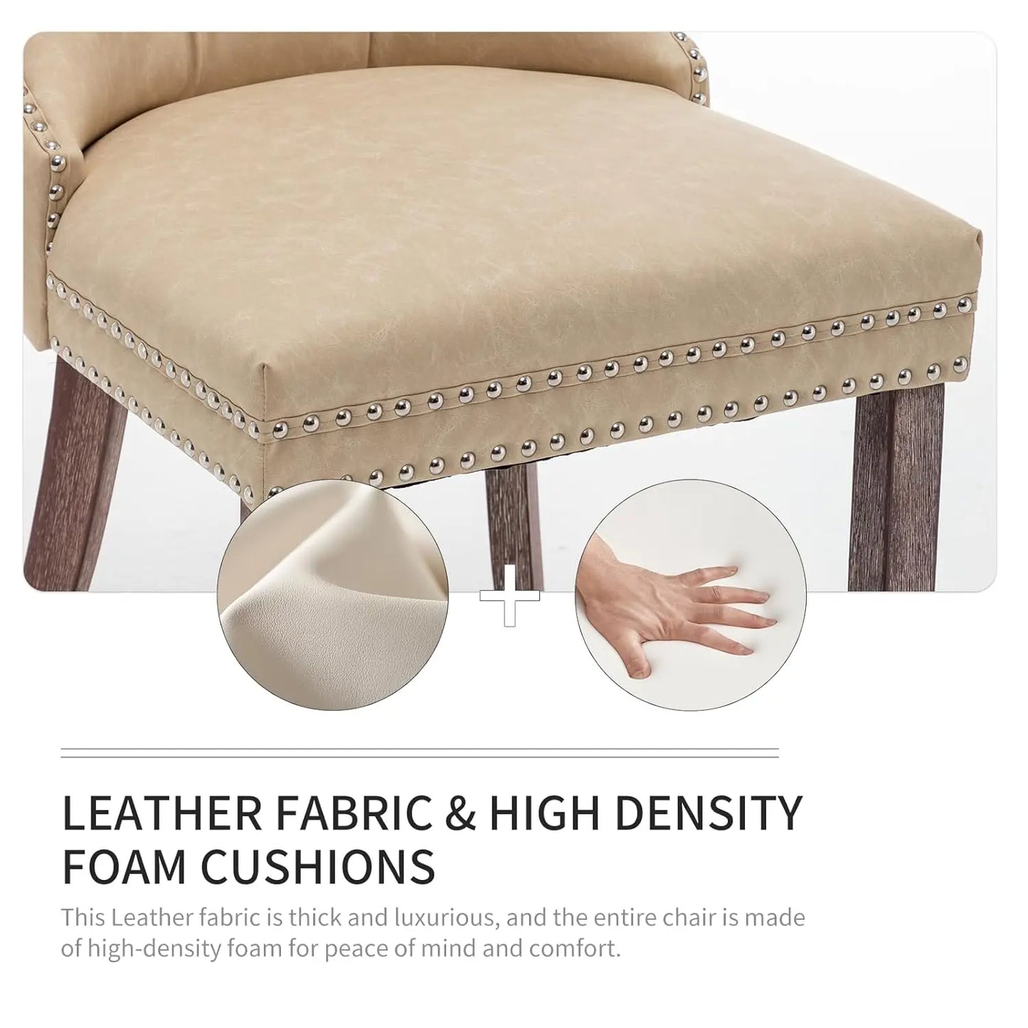 Synthetic Leather Dining Chairs Set Of 6 With Nailhead Trim Upholstered
