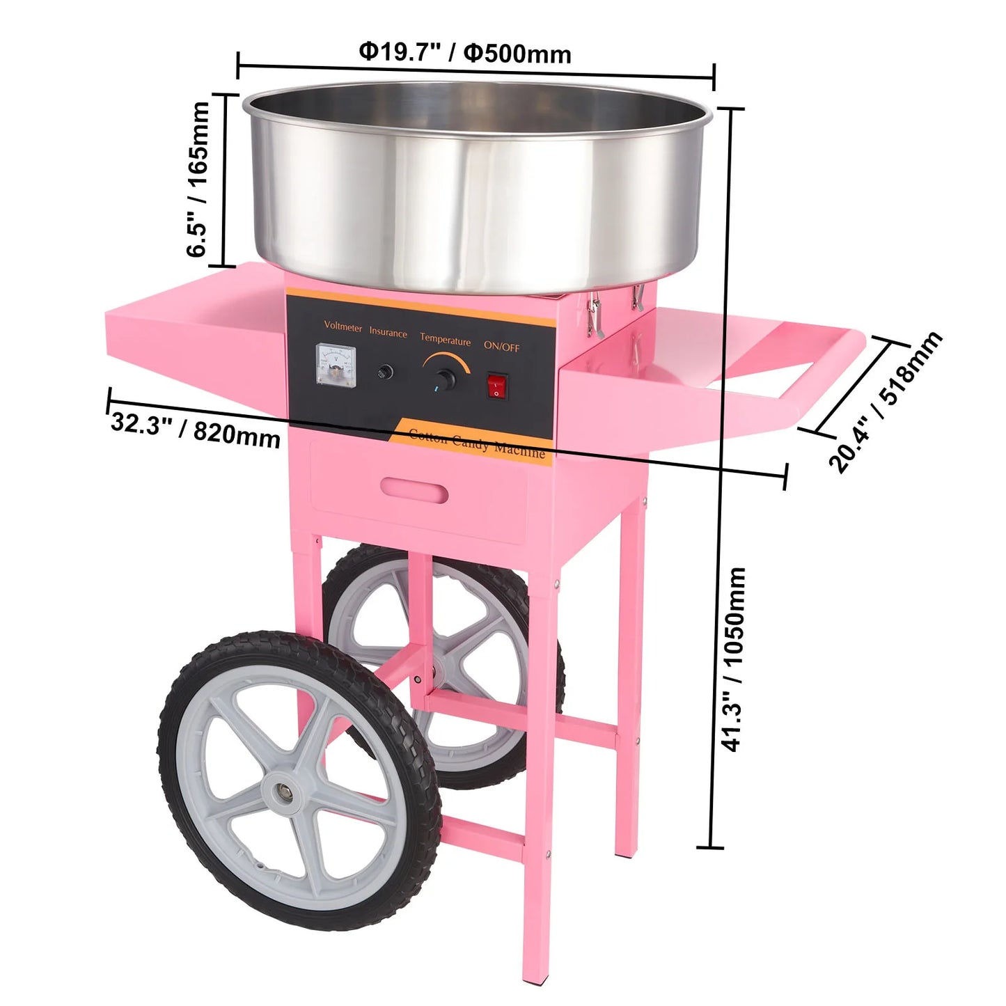 SucceBuy 1000W Electric Cotton Candy Machine With Cart